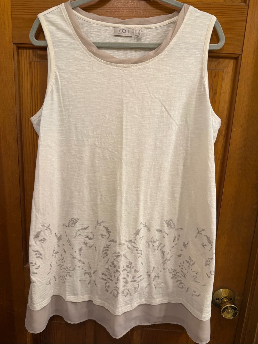 LOGO by Lori Goldstein White Sleeveless Tank Dress w/ Embroidery & Beading